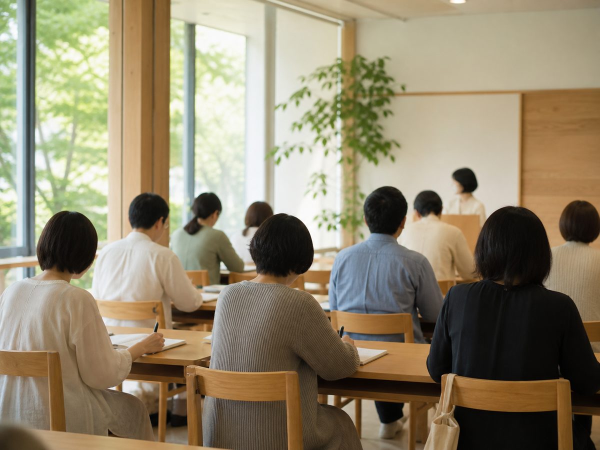 複数人が並んで受ける教室の授業の様子